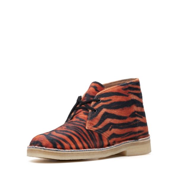 Clarks Womens Desert Boot Ankle Boots Tiger Print | UK-4178652